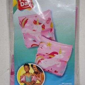 Play Day Inflatable Unicorns Printed Pink Armbands Ages 3-6 - NEW in Plastic